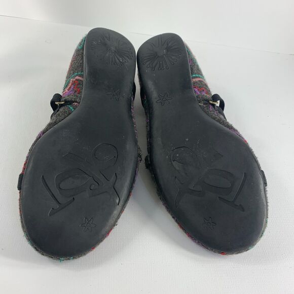 OTBT Womens Ballet Flats Embroidered Boho Mary Jane Straps Grey 8 Hippie - Picture 6 of 11